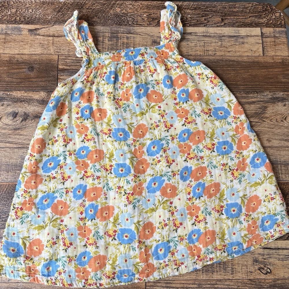 Angel Dear Organic Cotton Muslin Dress‎ Girls 4T Spring Summer Floral Coastal